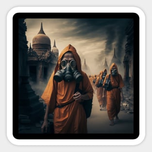 Surviving the End, Buddhist Monks in Gas Masks Sticker